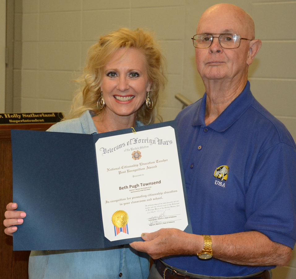 Townsend named District VFW Teacher of the Year Northwest Alabamian